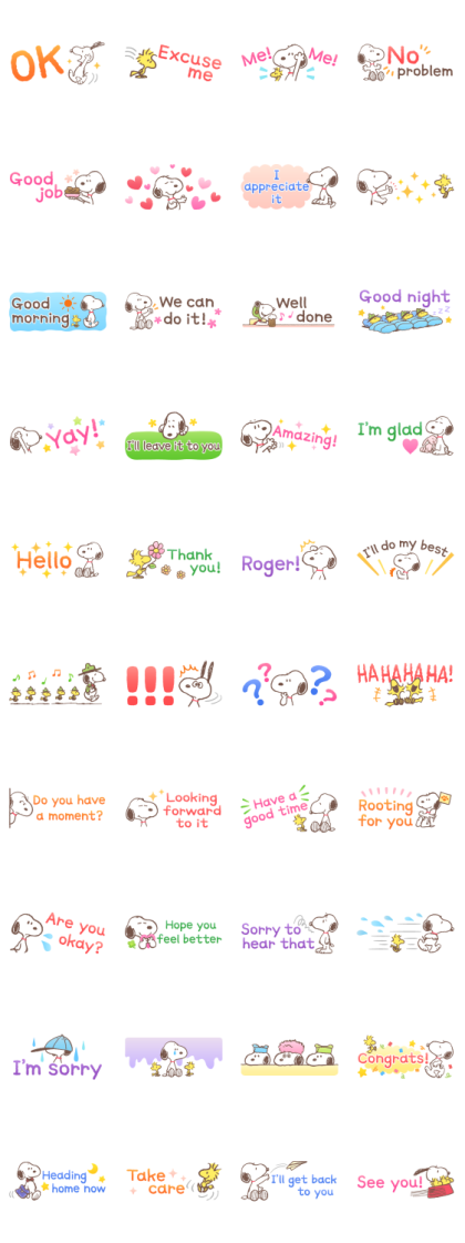 Snoopy Onomatopoeia Stickers  Sticker for LINE & WhatsApp