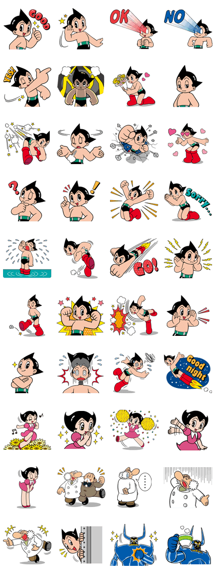 Astro Boy Line Sticker GIF & PNG Pack: Animated & Transparent No Background | WhatsApp Sticker
