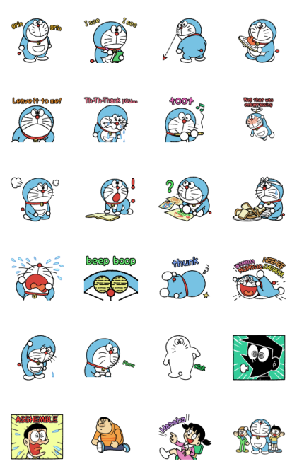 Doraemon Round and Animated Line Sticker GIF & PNG Pack: Animated & Transparent No Background | WhatsApp Sticker