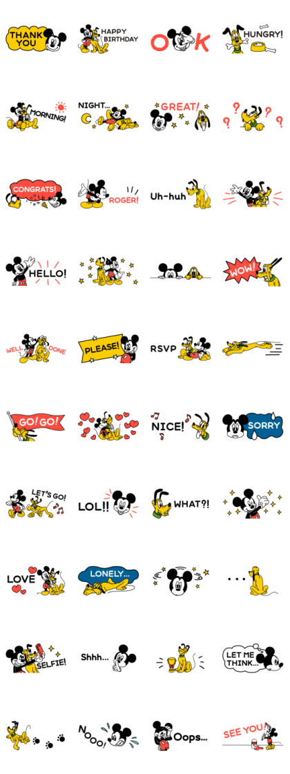 Mickey & Pluto Small Stickers Line Sticker GIF & PNG Pack: Animated & Transparent No Background | WhatsApp Sticker