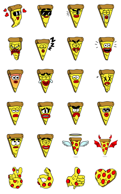 Pizza Pals: The Famous Original Classic Line Sticker GIF & PNG Pack: Animated & Transparent No Background | WhatsApp Sticker