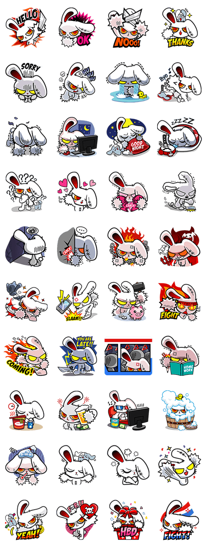 Bloody Bunny: Don't Be My Enemy! Line Sticker GIF & PNG Pack: Animated & Transparent No Background | WhatsApp Sticker