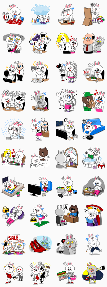 Cony's Happy Work Life Line Sticker GIF & PNG Pack: Animated & Transparent No Background | WhatsApp Sticker