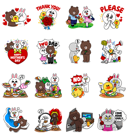LINE Characters: Family Special Line Sticker GIF & PNG Pack: Animated & Transparent No Background | WhatsApp Sticker