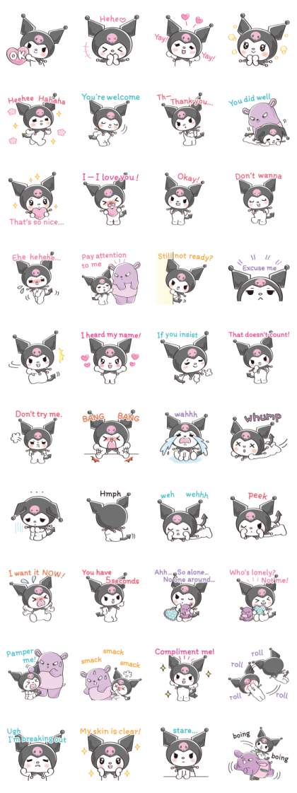 Too Cute Kuromi Line Sticker GIF & PNG Pack: Animated & Transparent No Background | WhatsApp Sticker