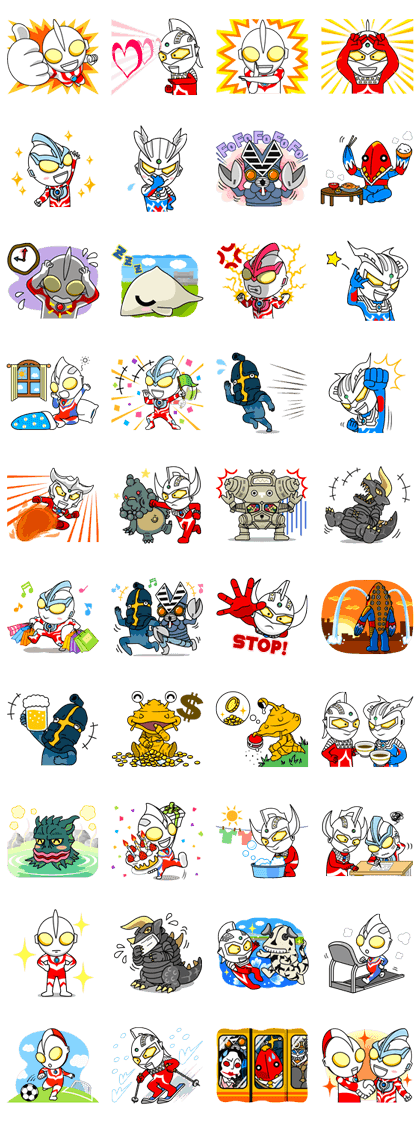 ULTRAMAN: Heroes & Monsters Line Sticker GIF & PNG Pack: Animated & Transparent No Background | WhatsApp Sticker