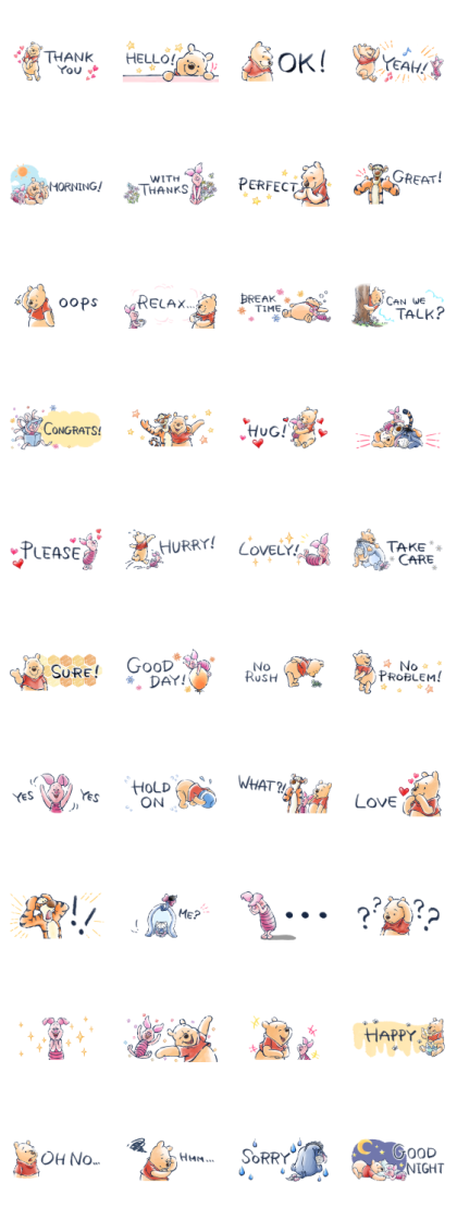 Winnie the Pooh Bite-Sized Stickers Line Sticker GIF & PNG Pack: Animated & Transparent No Background | WhatsApp Sticker