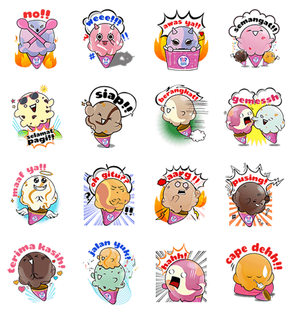 Cute Baskin-Robbins Emotions Line Sticker GIF & PNG Pack: Animated & Transparent No Background | WhatsApp Sticker