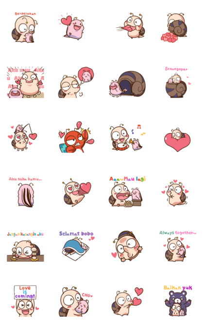 More LOVELOVE Tumurin Line Sticker GIF & PNG Pack: Animated & Transparent No Background | WhatsApp Sticker