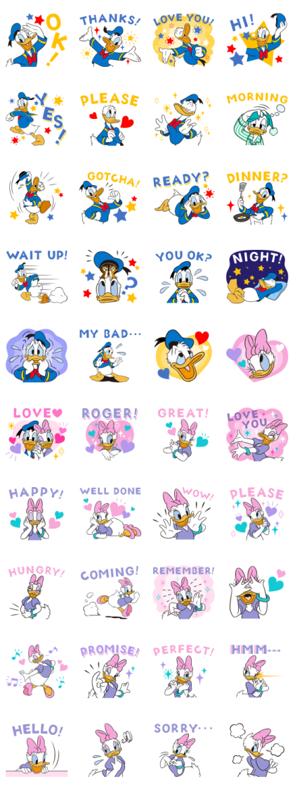 Donald & Daisy Couples Stickers Line Sticker GIF & PNG Pack: Animated & Transparent No Background | WhatsApp Sticker