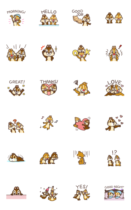 Animated Chip 'n' Dale (Hand Drawn) Line Sticker GIF & PNG Pack: Animated & Transparent No Background | WhatsApp Sticker