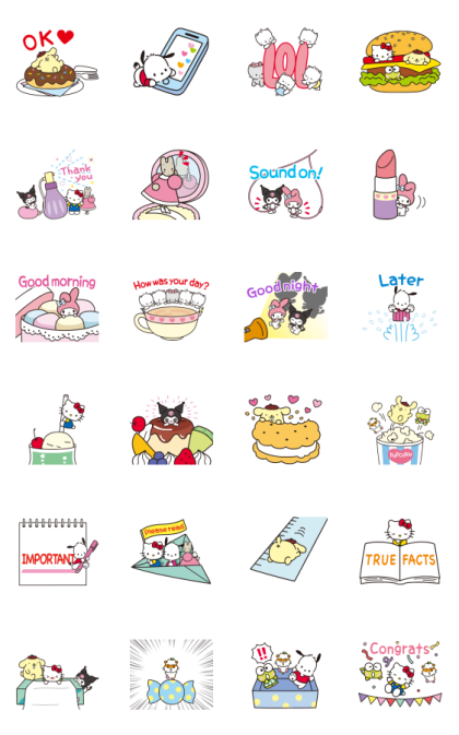 Fun-Sized SANRIO CHARACTERS Line Sticker GIF & PNG Pack: Animated & Transparent No Background | WhatsApp Sticker