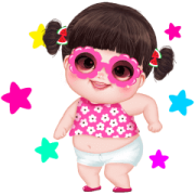 Yuan Yuan Pink Girl Yuan Yuan Pink Girl Sticker for LINE & WhatsApp | ZIP: GIF & PNG