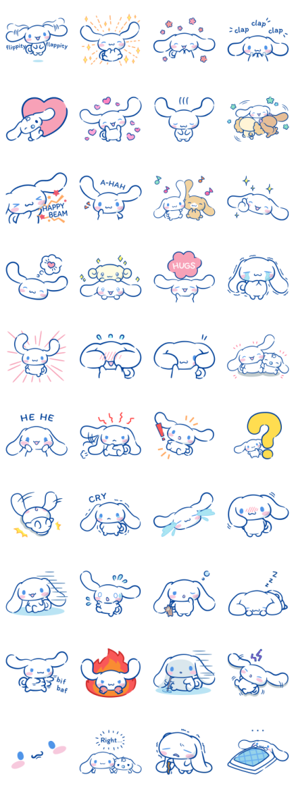 Cinnamoroll: All Expressions Line Sticker GIF & PNG Pack: Animated & Transparent No Background | WhatsApp Sticker