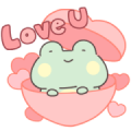 Lazynfatty - GuaGua Frog Love Sticker for LINE & WhatsApp | ZIP: GIF & PNG