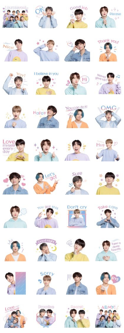 BTS "LOVE MYSELF" 2 Line Sticker GIF & PNG Pack: Animated & Transparent No Background | WhatsApp Sticker