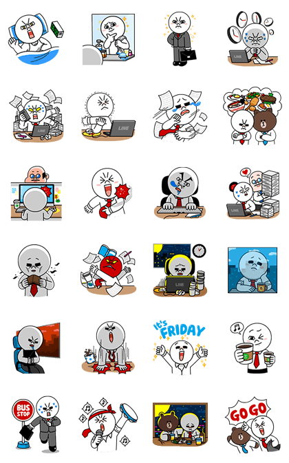 Chief Moon's Battle as an Office Worker Line Sticker GIF & PNG Pack: Animated & Transparent No Background | WhatsApp Sticker