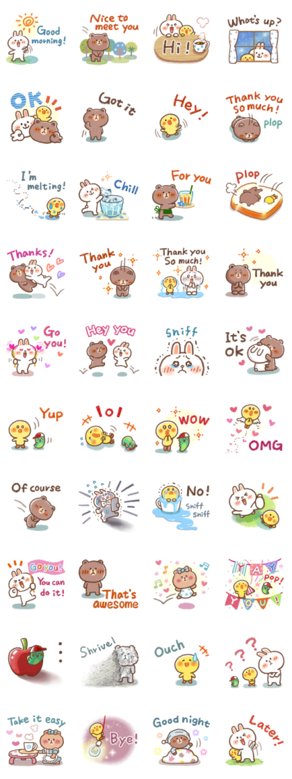 Honobono × BROWN Line Sticker GIF & PNG Pack: Animated & Transparent No Background | WhatsApp Sticker