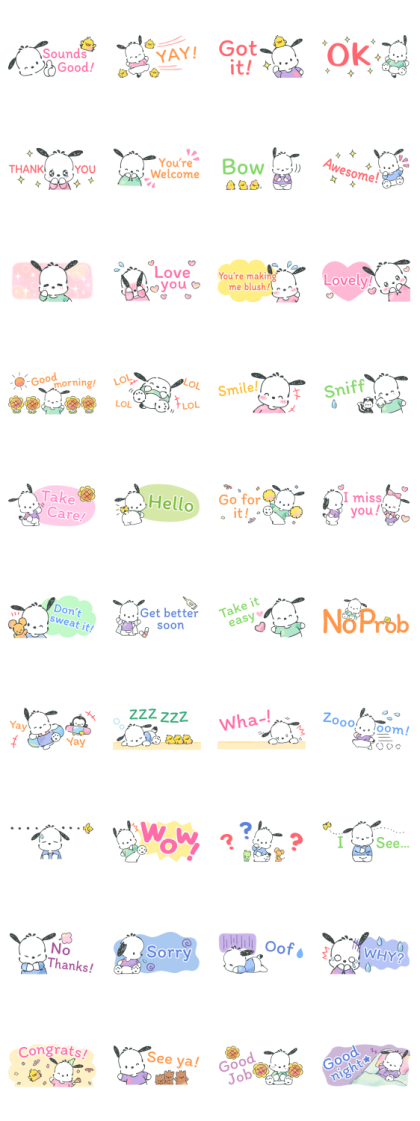 Pochacco Small Stickers Line Sticker GIF & PNG Pack: Animated & Transparent No Background | WhatsApp Sticker