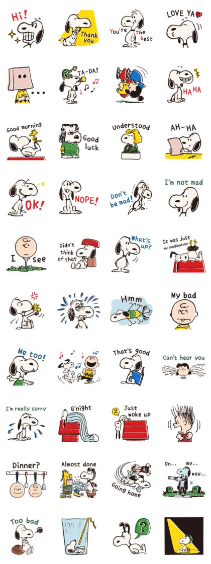 Snoopy Comical Stickers Line Sticker GIF & PNG Pack: Animated & Transparent No Background | WhatsApp Sticker