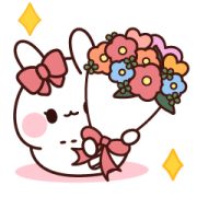 Pink Ribbon Rabbit to Convey a Feeling Sticker for LINE & WhatsApp | ZIP: GIF & PNG