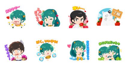 Pokopoko × Uruseiyatsura Sticker Line Sticker GIF & PNG Pack: Animated & Transparent No Background | WhatsApp Sticker