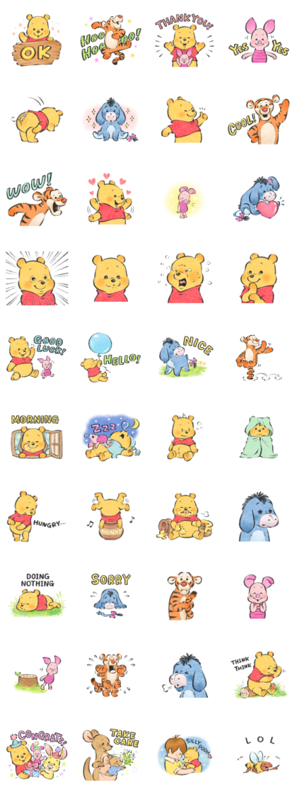 Winnie the Pooh by Lommy Line Sticker GIF & PNG Pack: Animated & Transparent No Background | WhatsApp Sticker