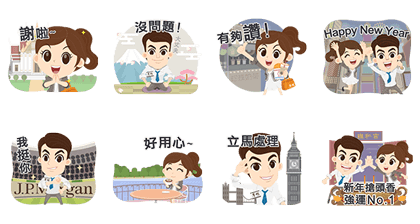 Around the World with J.P. Morgan Line Sticker GIF & PNG Pack: Animated & Transparent No Background | WhatsApp Sticker