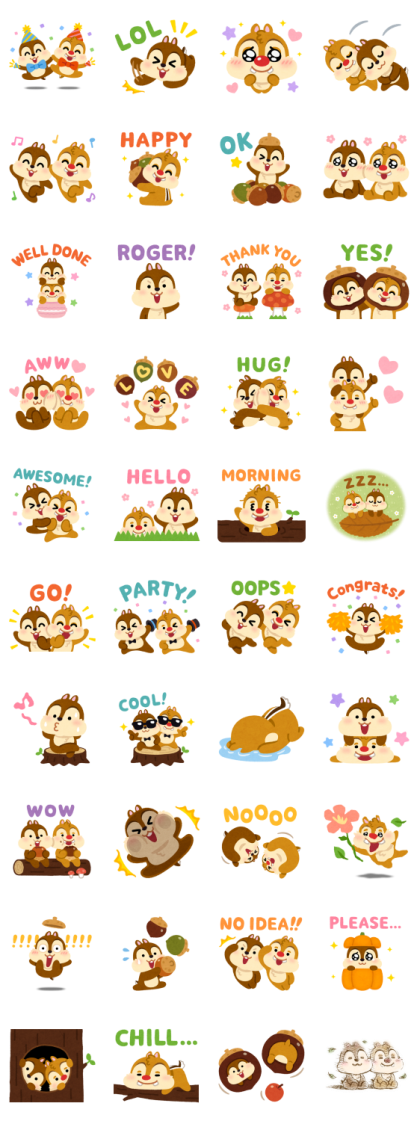 Chip 'n' Dale by Takashi Mifune Line Sticker GIF & PNG Pack: Animated & Transparent No Background | WhatsApp Sticker