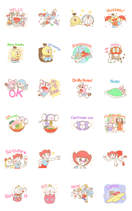 Doraemon and the F. Characters Stickers Line Sticker GIF & PNG Pack: Animated & Transparent No Background | WhatsApp Sticker