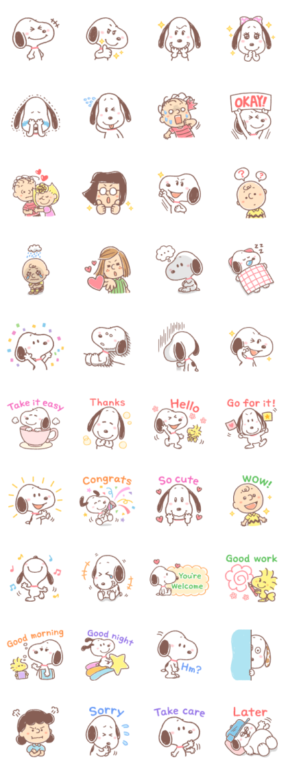 Sticker Day: Snoopy Line Sticker GIF & PNG Pack: Animated & Transparent No Background | WhatsApp Sticker