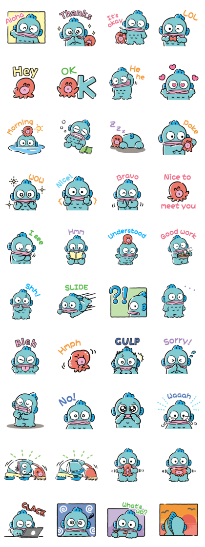 Hangyodon (Pastel) Line Sticker GIF & PNG Pack: Animated & Transparent No Background | WhatsApp Sticker
