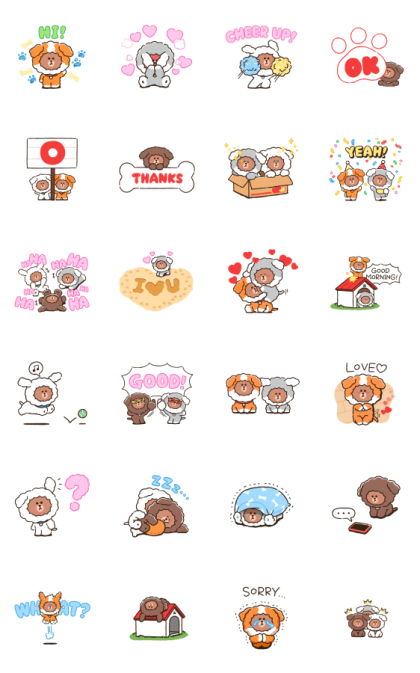 PUPPY BROWN Line Sticker GIF & PNG Pack: Animated & Transparent No Background | WhatsApp Sticker