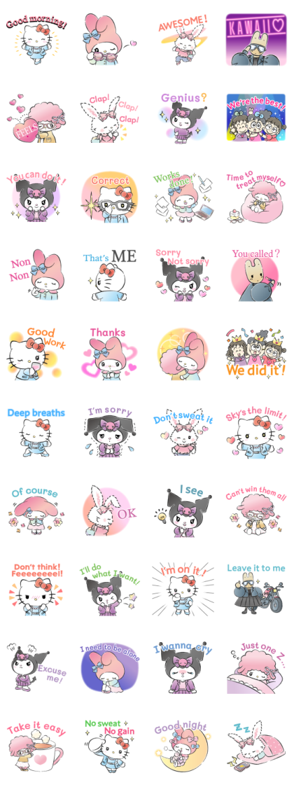 We're the Sanrio Girls! Line Sticker GIF & PNG Pack: Animated & Transparent No Background | WhatsApp Sticker