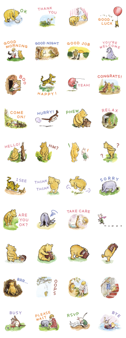 Winnie the Pooh (Classic Pooh) Line Sticker GIF & PNG Pack: Animated & Transparent No Background | WhatsApp Sticker