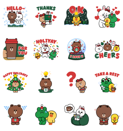 Starbucks × LINE FRIENDS Holiday Sticker Line Sticker GIF & PNG Pack: Animated & Transparent No Background | WhatsApp Sticker