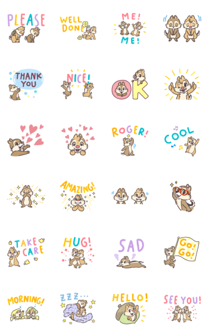 Chip 'n' Dale Big Hand-drawn Letters Line Sticker GIF & PNG Pack: Animated & Transparent No Background | WhatsApp Sticker
