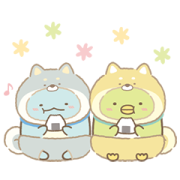Sumikkogurashi:Playing with Inu & Koinu Sticker for LINE & WhatsApp | ZIP: GIF & PNG