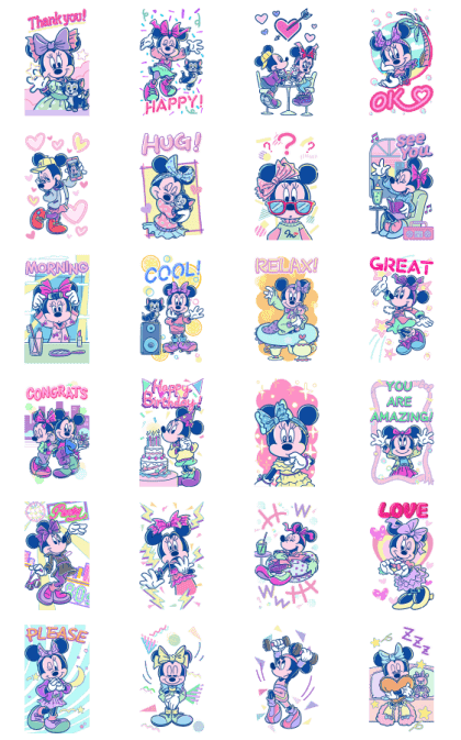 Citypop Minnie Mouse Line Sticker GIF & PNG Pack: Animated & Transparent No Background | WhatsApp Sticker