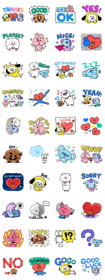 BT21 UTOPIA Cutesy Sketches Line Sticker GIF & PNG Pack: Animated & Transparent No Background | WhatsApp Sticker