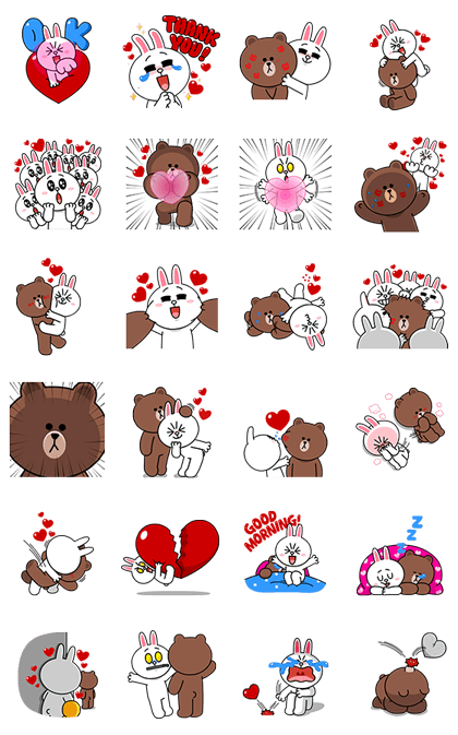Brown & Cony's Heaps of Hearts! Line Sticker GIF & PNG Pack: Animated & Transparent No Background | WhatsApp Sticker