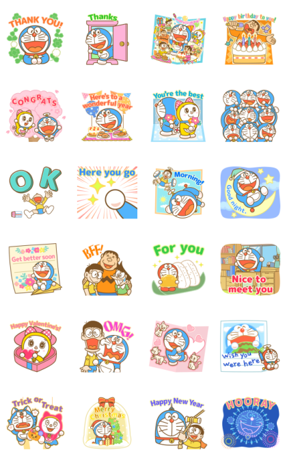 Doraemon Pop-Up Event Stickers Line Sticker GIF & PNG Pack: Animated & Transparent No Background | WhatsApp Sticker
