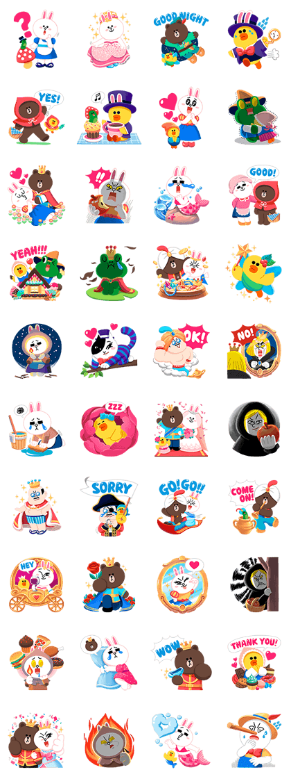 LINE Friends: Fairy Tales Line Sticker GIF & PNG Pack: Animated & Transparent No Background | WhatsApp Sticker