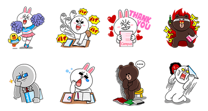 Campus × LINE Characters Line Sticker GIF & PNG Pack: Animated & Transparent No Background | WhatsApp Sticker