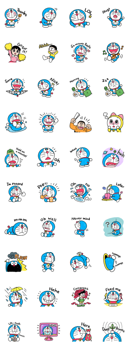 Doraemon's Crayon Stickers Line Sticker GIF & PNG Pack: Animated & Transparent No Background | WhatsApp Sticker