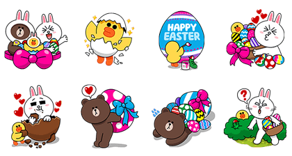 Happy Easter Line Sticker GIF & PNG Pack: Animated & Transparent No Background | WhatsApp Sticker