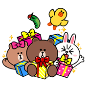 LINE Characters with LINE SMART PARTY Sticker for LINE & WhatsApp | ZIP: GIF & PNG
