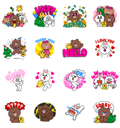 LINE Characters with LINE SMART PARTY Line Sticker GIF & PNG Pack: Animated & Transparent No Background | WhatsApp Sticker