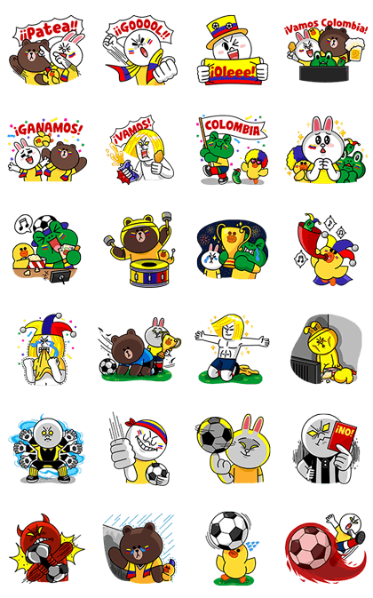 LINE Soccer Fever: Colombia Line Sticker GIF & PNG Pack: Animated & Transparent No Background | WhatsApp Sticker