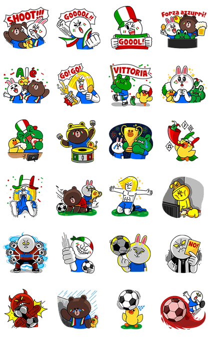 LINE Soccer Fever: Italy Line Sticker GIF & PNG Pack: Animated & Transparent No Background | WhatsApp Sticker